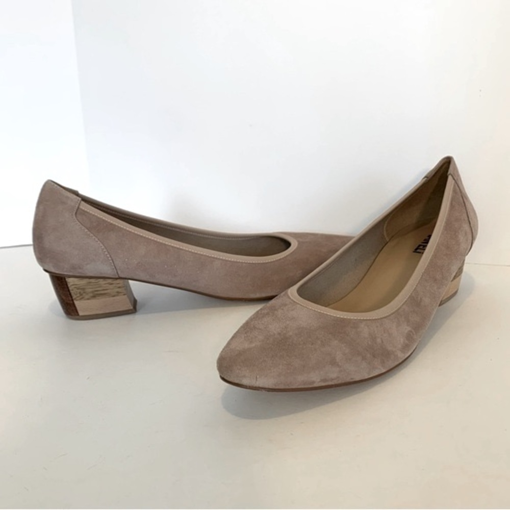 Vaneli Aida Suede Leather Low Heel Shimmer Tan Pump 11 Narrow